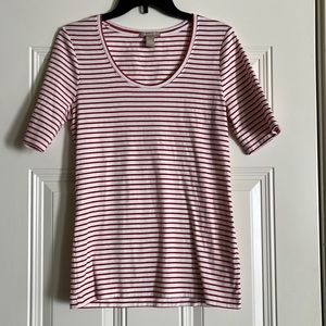Banana Republic Red and White Striped Short Sleeve Tee